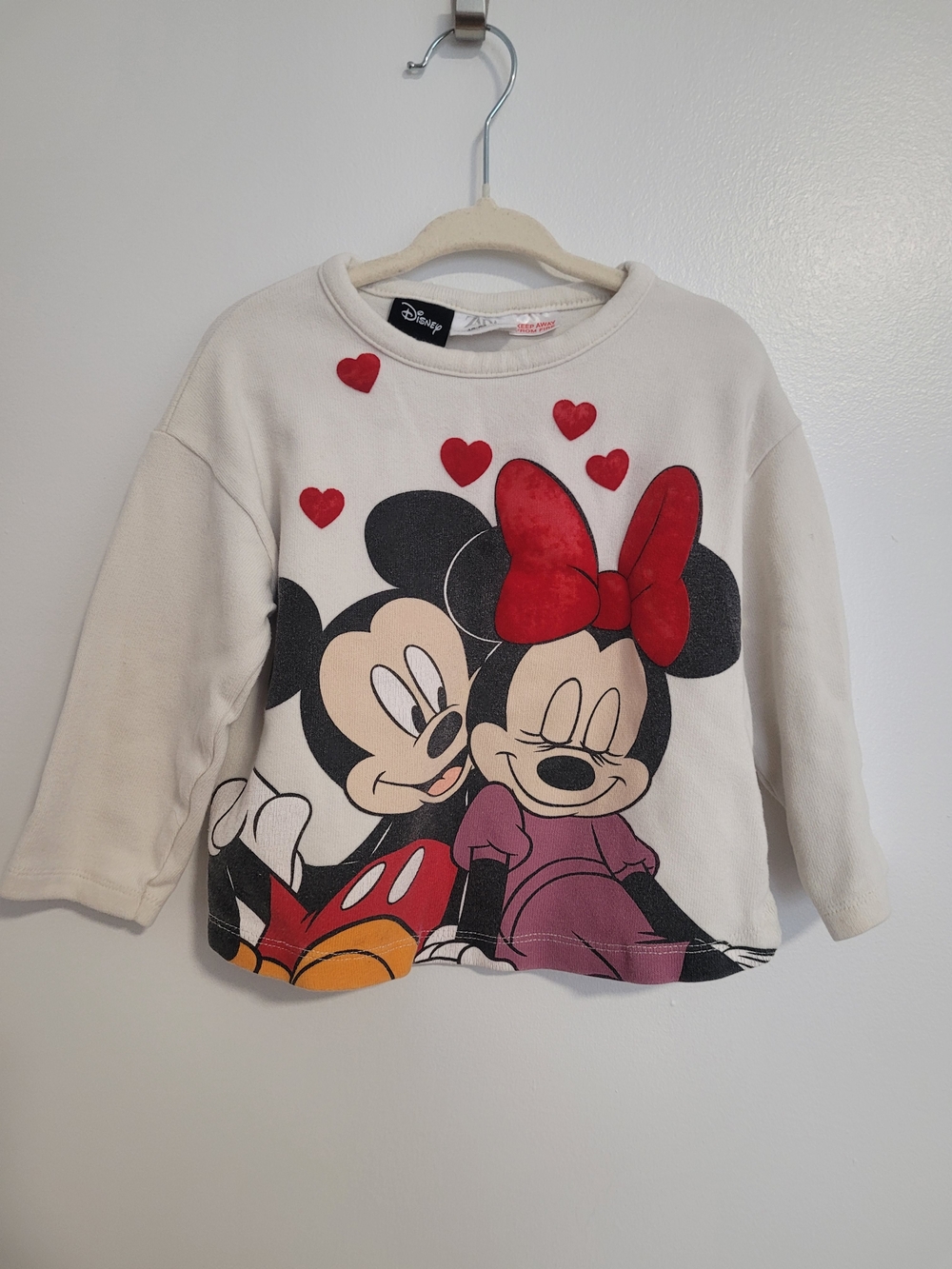 🧸2/20$ Zara x Disney Cream Kids Sweatshirt with Minnie & Mickey Size 18-24M
